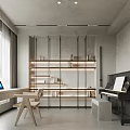 Modern Minimalist Dining Living Room With Pendant Lights And Large Windows