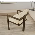 Modern Minimalist Dining Chair With Solid Wooden Frame And Beige Upholstered Seat