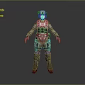 Sci Fi Character In Tactical Combat Suit With Alien Creature In Futuristic Environment 3d model