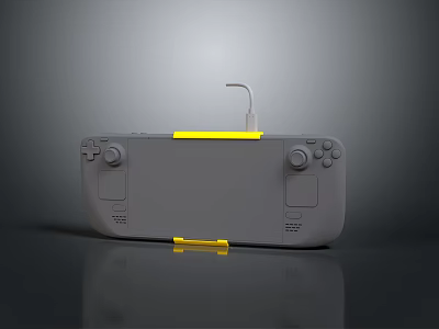 Gray Game Controller With Yellow Accents And White Top Component Design 3d model