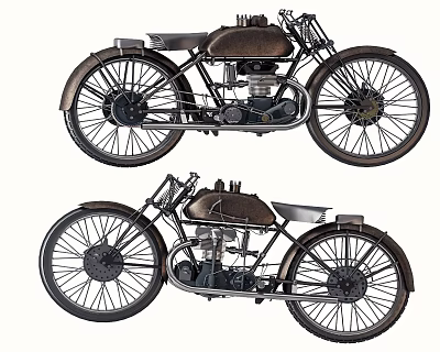 Vintage Motorcycle Classic Design With Spoked Wheels Leather Seat And Retro Metal Body 3d model