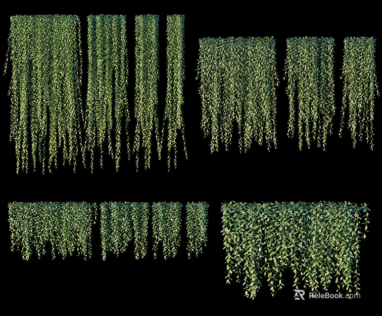 Cascading Green Vines in Various Decorative Styles for Indoor Outdoor Decor 3d model 