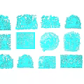 Blue Decorative Pendants With Intricate Carved Patterns And Various Shapes