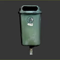 Green Trash Can With Lid And Worn Surface Stickers Design 3d model