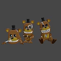 Scary Brown Cartoon Bear Game Characters With Black Top Hats And Large Teeth