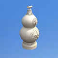 Ornate Decorative Gourd Shaped Architectural Component With Intricate Carvings And Base