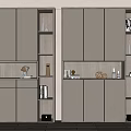 Modern Shoe Cabinet with Multiple Cabinets Open Shelves Ample Storage and Decorative Items 3d model