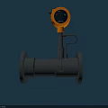 Industrial Flow Meter With Black Pipeline And Orange Digital Display Unit 3d model