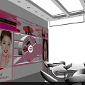 GONLAN Cosmetics Exhibition Booth Featuring Pink Design Product Displays And Model