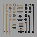 Various Metal Cabinet Handles In Brass And Black With Geometric And Round Shapes
