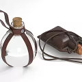 Transparent Glass Daily Electrical Appliance With Brown Leather Straps Cork Stopper And Leather Pouch