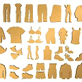 Yellow Clothing Shaped Wall Decor With Various Apparel And Shoe Designs