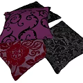 Sculpted Decorative Pillows With Intricate Swirl Patterns In Purple Black Red Colors