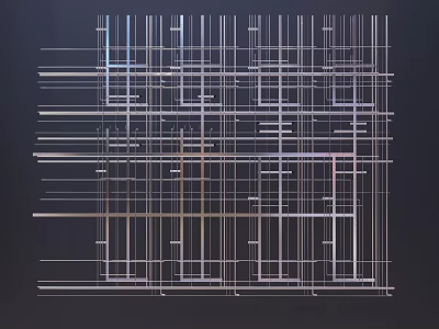 Industrial Pipe Network Layout With Technical Schematic Design Structure Diagram 3d model