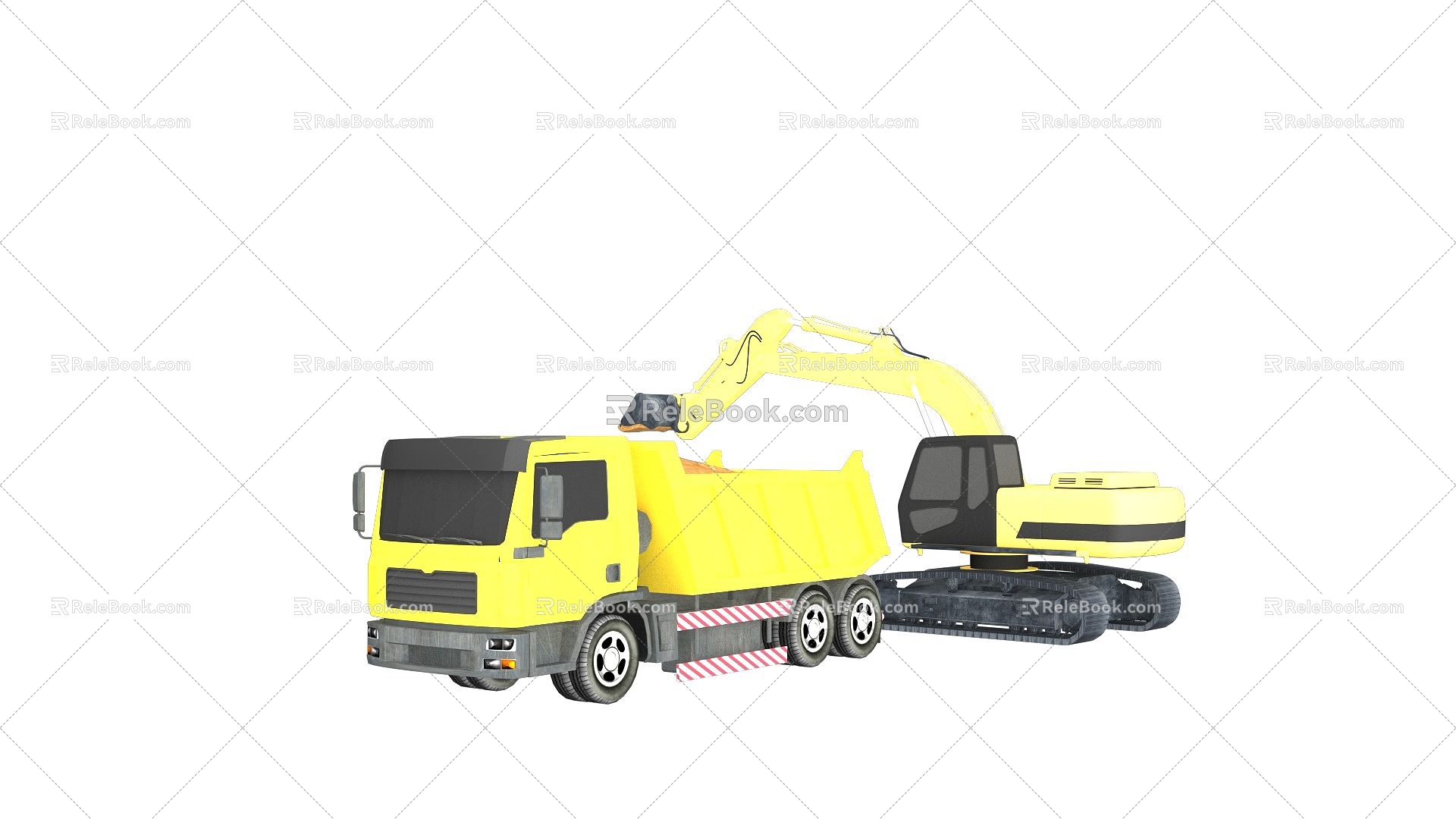 Excavator animation has binding animation, muck can be K animation 3d model