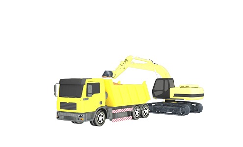 Excavator animation has binding animation, muck can be K animation 3d model