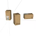 Three Brown Cardboard Boxes For Shipping With Labels And Sturdy Design 3d model