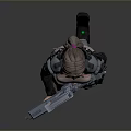 Futuristic Female Warrior In Shiny Metallic Cybernetic Armor Holding Large Sci Fi Energy Weapon