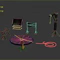 Vintage Traditional Furniture Collection Including Bench Stools Table And Decorative Elements