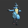 Game Character Blue Fox Like With Black Body Yellow Top Red Eyes And Pink Paws