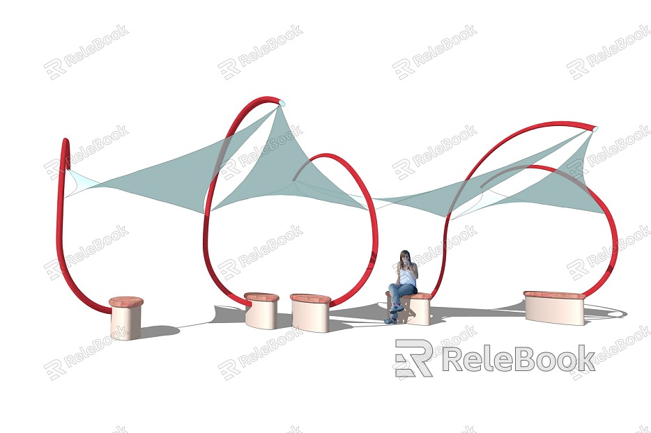 Modern Tensioned Membrane Special-shaped Membrane Pavilion Tensioned Membrane Structure Tensioned Membrane Corridor Curve model