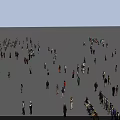 People In Crowd Standing And Walking On Open Gray Ground 3d model