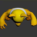Yellow Mythical Creature With Pointed Ears White Mane Holding Small Object In 3D Cartoon Style