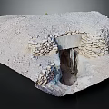 Ancient Stone Masonry Entrance With Stacked Stone Walls Earthen Top and Sparse Vegetation