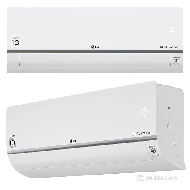 Two LG Dual Inverter Air Conditioners Featuring Sleek Modern Design 3d model 