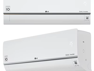 Two LG Dual Inverter Air Conditioners Featuring Sleek Modern Design 3d model