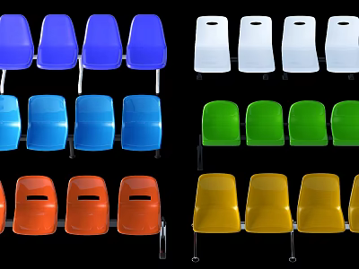 Vibrant Colored Public Chairs in Blue White Green Orange Yellow Designs 3d model