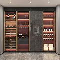 Modern Wine Cabinet Interior Design With Wine Bottles Wine Glasses And Storage Shelves