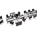 Modern Office Workstations With Multiple Desks Computers And Ergonomic Chairs 3d model