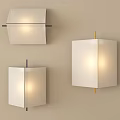 Modern White Wall Lamps With Different Designs And Warm Light Mounted On Beige Wall