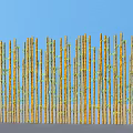 Garden Ornament With Decorative Yellow Green Fence Structure And Natural Design
