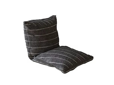 Comfortable Gray Striped Fabric Floor Cushion for Living Room Seating 3d model