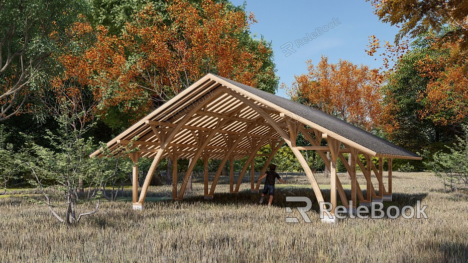 New Chinese style gallery rest pavilion model