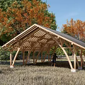 New Chinese style gallery rest pavilion 3d model