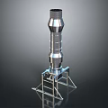 Silver Cylindrical Metallic Tower With Multi Ring Design And Sturdy Base Stand