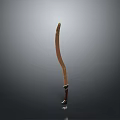 Scimitar Weapon Isolated On Gray Background With Curved Blade Wooden Handle And Metal Accents