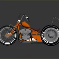Orange Custom Motorcycle with Large Wheels and Unique Chrome Frame Design