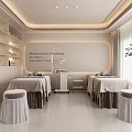 Modern SPA Sauna Room With Massage Tables Beauty Care Supplies Relaxation And Green Plant