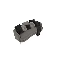 Stylish Multi Seater Sofa With Gray Velvet Upholstery Metal Legs And Decorative Pillows