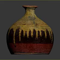 Yellow And Red Gradient Wine Bottle With Black Stripes And Wine Glass On Gray Background