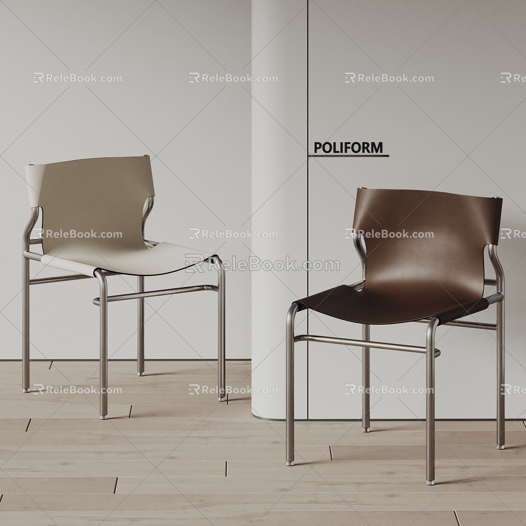 poliform Modern Dining Chair Single Chair Leather Chair 3d model