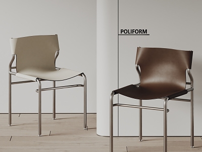 poliform Modern Dining Chair Single Chair Leather Chair 3d model