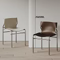 POLIFORM Sleek Leather Dining Chairs Beige And Brown With Metal Frames In Modern Interior