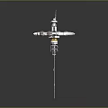 Space Station Structure With Circular Modules Solar Panels And Antenna Array 3d model