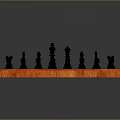 Classic Chessboard With Black White Squares And Orange Frame With Chess Pieces