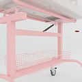 Pink Baby Bassinet With Transparent Mesh Sides White Mattress And Bottom Storage Basket On Wheels
